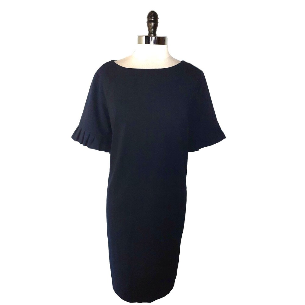 NEW TOMMY HILFIGER Plus Sz 16W Shift Dress Blue Short Sleeve Stretch Knee Length